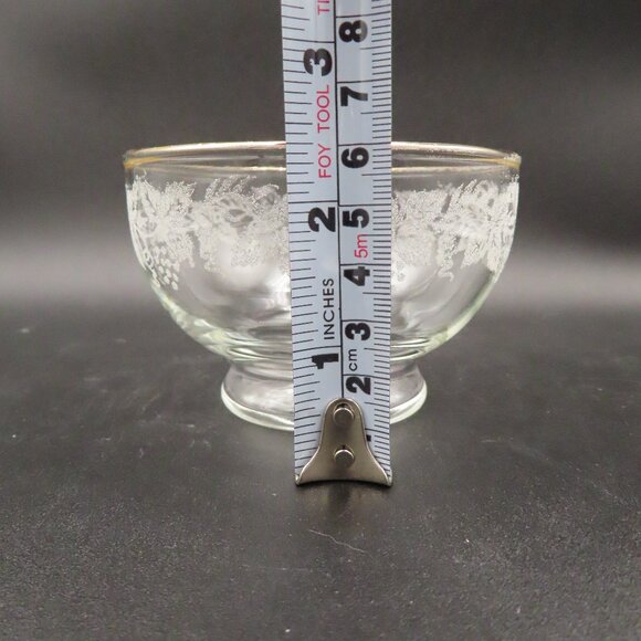 Set of 2, Bartlett Collins Decoration 806 Clear (Gold Trim), Footed Dessert Bowl - Picture 5 of 9